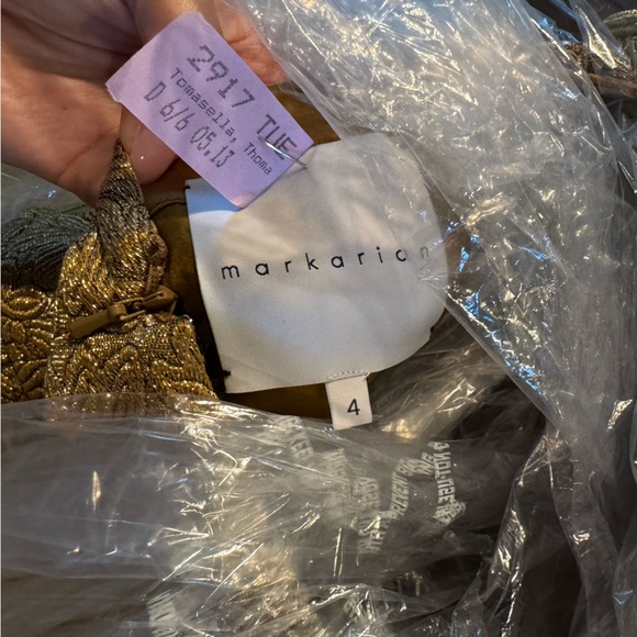 Markarian Strapless Yolanda Gold Brocade Gown - Picture 7 of 11